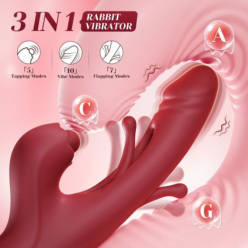 CHERLY App Control 3-in-1 Klopf- und Schlag-Kaninchenvibrator mit intelligenter Heizung