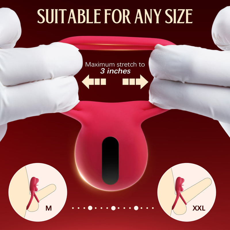 2-in-1 tongue click stimulation, vibrating egg and double cock ring