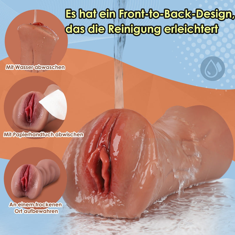 2-in-1-Masturbatoren für Erwachsene, Sexspielzeug mit 3D-strukturierter Taschenmuschi