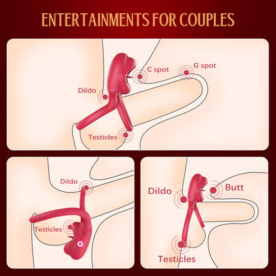 2-in-1 tongue click stimulation, vibrating egg and double cock ring