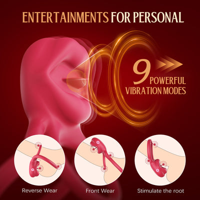 2-in-1 tongue click stimulation, vibrating egg and double cock ring