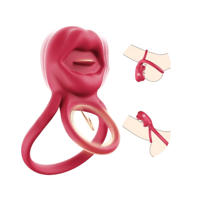 2-in-1 tongue click stimulation, vibrating egg and double cock ring