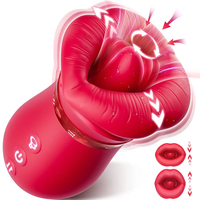 LIPS|4-in-1-Vibrator-Spielzeug zum Zungenlecken und Multi-Stimulationen im Mund