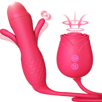 Verbessertes Rose Female Flatter- und Saugvibrationsdildospielzeug