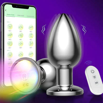 Anal vibrator, sex toy, butt plug with flashing light base