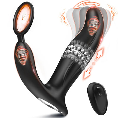 5-in-1 sto?ender und vibrierender Analvibrator-Buttplug mit Penisring