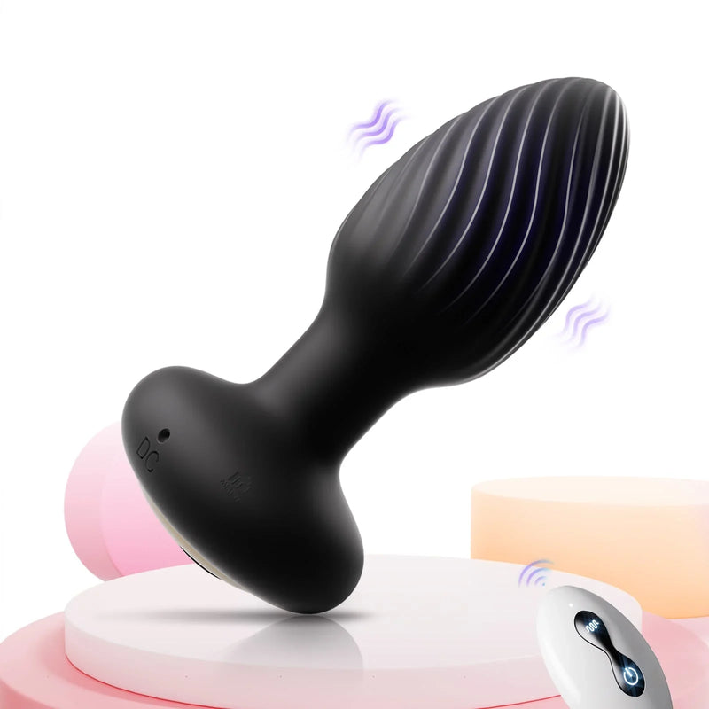 2-in-1-Buttplug mit 7 Dreh- und Vibrationsmodi, Analvibrator