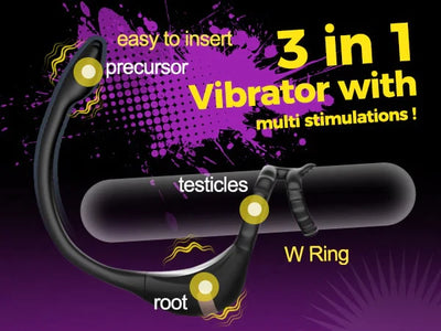 3-in-1-Penis-Cockring mit Multi-Stimulations-Buttplug