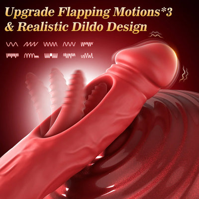 2024 Upgrade Rose Flatternder & realistischer G-Punkt-Dildo und Klitoris-Vibrator-Plug