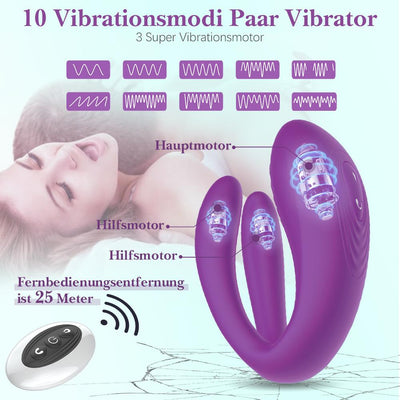 Dreizack V | 3 Motoren Klitorisvibrator 10 Modi f¨¹r Paare und Frauen (Violett)