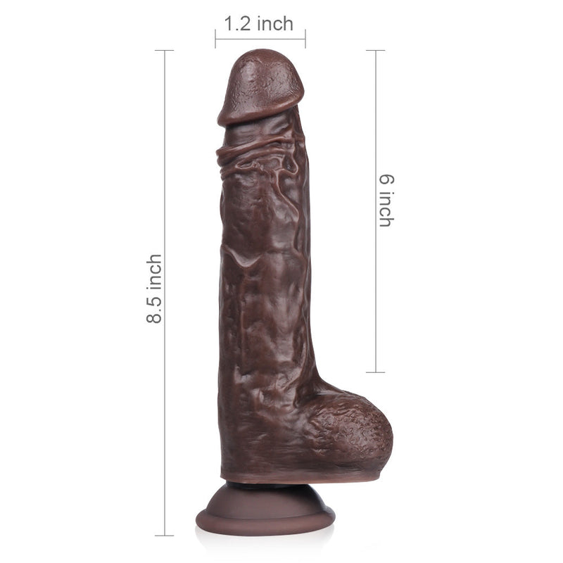 Sto?ender vibrierender ferngesteuerter Silikondildo in Braun