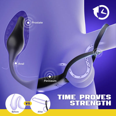 3-in-1 prostate massage butt plug with double ring