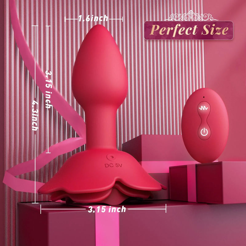 Doppelte Stimulation Rose, weibliches Sexspielzeug, Analvibrator mit einzigartigem Anker-Design