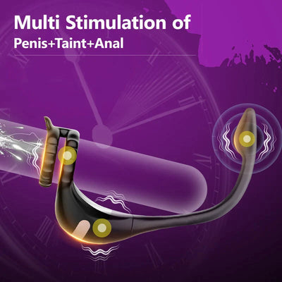 3-in-1-Penis-Cockring mit Multi-Stimulations-Buttplug