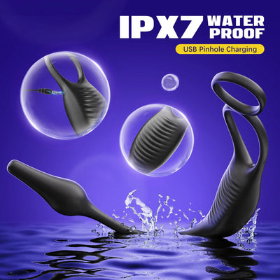 3-in-1 prostate massage butt plug with double ring