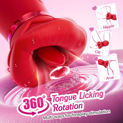 LIPS|4-in-1-Vibrator-Spielzeug zum Zungenlecken und Multi-Stimulationen im Mund