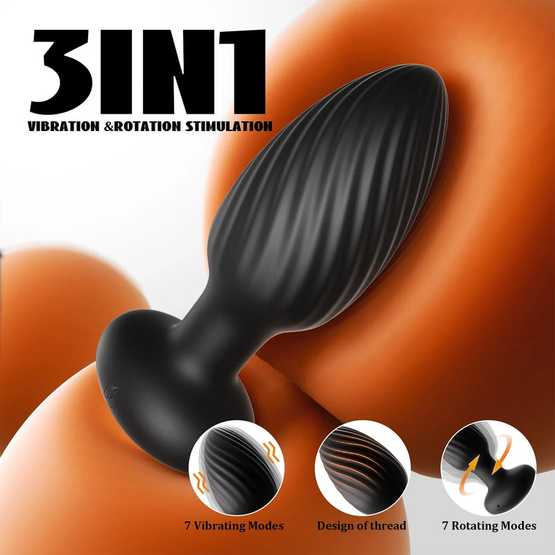 2-in-1-Buttplug mit 7 Dreh- und Vibrationsmodi, Analvibrator