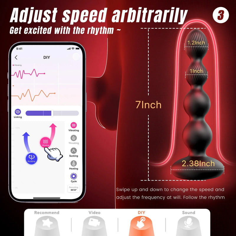 APP-Steuerung, vibrierender und rotierender Anal-Spielzeugvibrator f¨¹r Manner