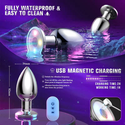 Anal vibrator, sex toy, butt plug with flashing light base