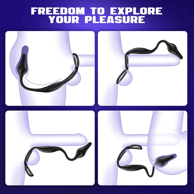 3-in-1 prostate massage butt plug with double ring