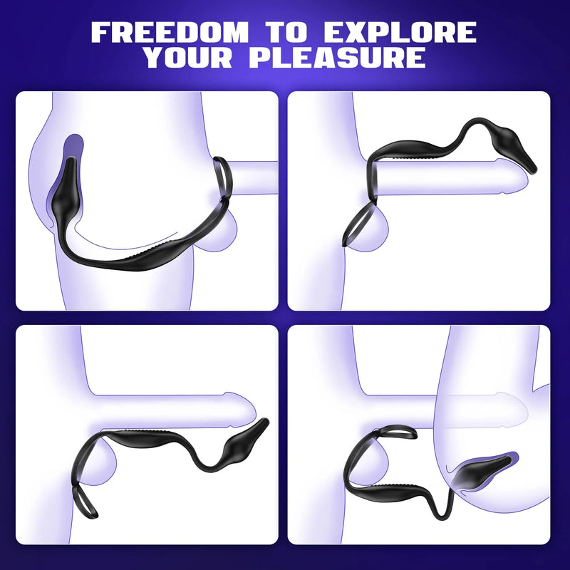 3-in-1 prostate massage butt plug with double ring