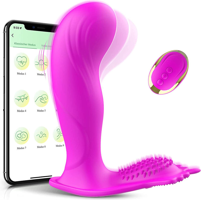 Tragbarer Dildo Vibrator mit APP und Bluetooth Leiser Butterfly Vibratoren f¨¹r Klitoris und G-Punkt