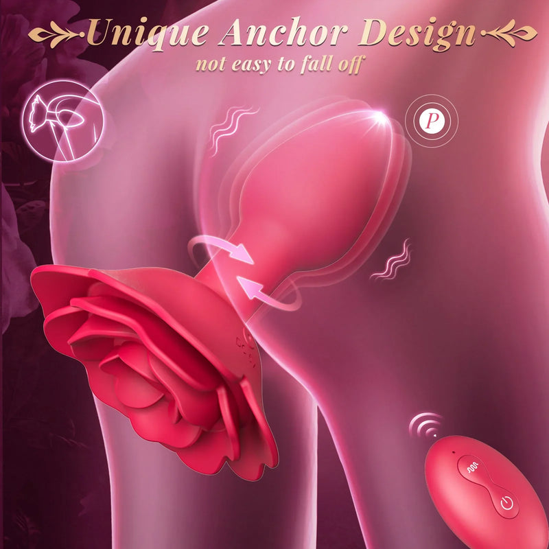 Doppelte Stimulation Rose, weibliches Sexspielzeug, Analvibrator mit einzigartigem Anker-Design
