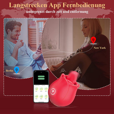 Rose Vibrator mit APP Klitoris Vibratoren Nippel G-Punkt Stimulator mit 9 Leckmodi 9 Vibrationsmodi