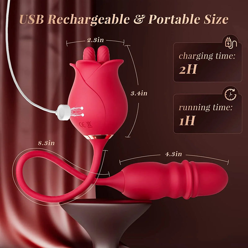 3-in-1-einf¨¹hrbares Rosenspielzeug mit doppelter Zungenleckstimulation