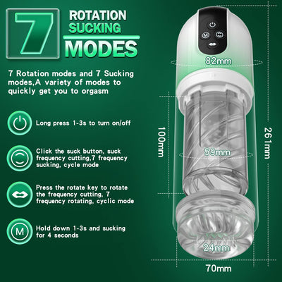 Automatischer Masturbator Cup mit Zungenlecken 7 Rotieren und Saugen Vollst?ndig wasserdicht