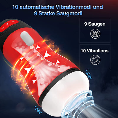 10 Vibrationsmodi 9 Saugmodi Heizfunktion Elektrischer Masturbator Cup