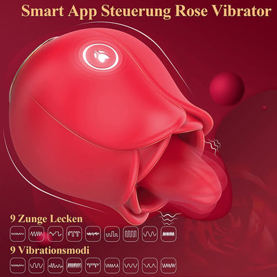 Rose Vibrator mit APP Klitoris Vibratoren Nippel G-Punkt Stimulator mit 9 Leckmodi 9 Vibrationsmodi