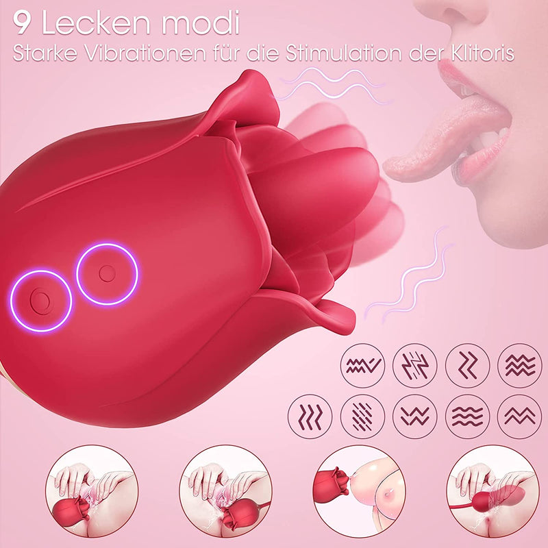 3 in 1 Bullet Vibrator Clit and Nipple Stimulator with 9 Licking Modes &amp; 9 Vibration 