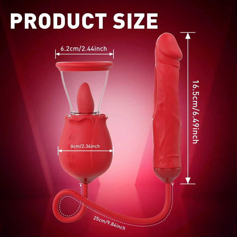 2024 Upgrade Rose Flatternder & realistischer G-Punkt-Dildo und Klitoris-Vibrator-Plug